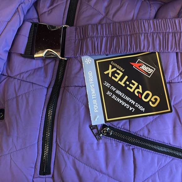 Gore-Tex women’s XL ski snowboard snow suit one piece fur collar purple jacket - Picture 6 of 6